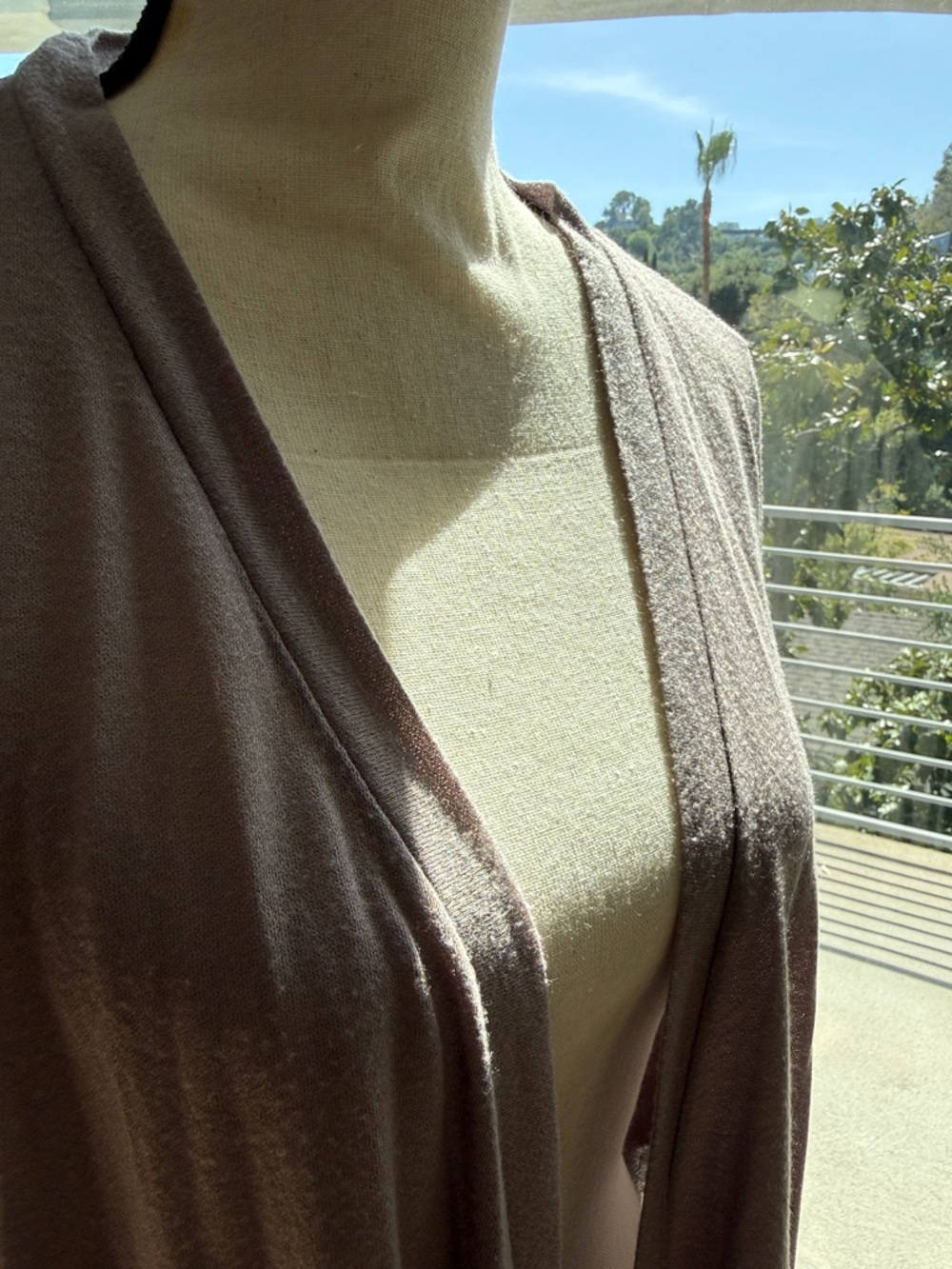 Sparks & Fade Taupe Open Front Draped Cardigan Lightweight Cocoon Wrap Small